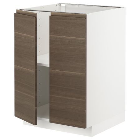 Напольный шкаф с полками/2двери, белый/Воксторп под грецкий орех 60x60 см IKEA METOD МЕТОД 093.001.84