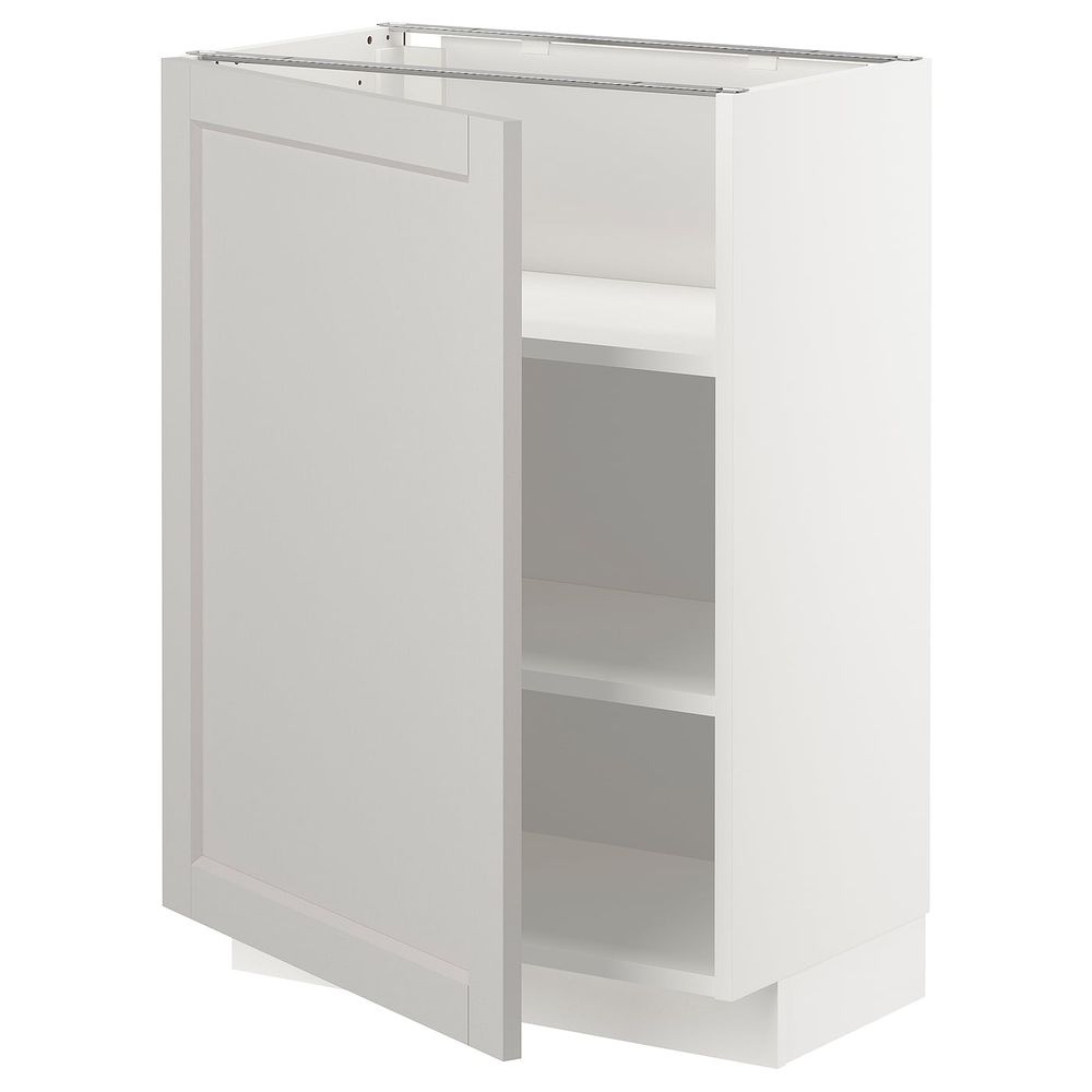 Напольный шкаф с полками, белый/Лерхюттан светло-серый 60x37 см IKEA METOD МЕТОД 192.730.57 - схема-чертеж с размерами