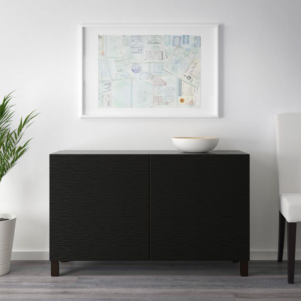 Комбинация для хранения с дверцами, черно-коричневый, Лаксвикен черный 120x40x74 см IKEA БЕСТО 692.466.17 - фото 3