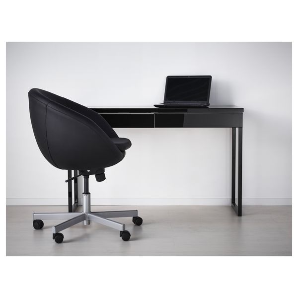 Письменный стол БЕСТО БУРС, глянцевый черный (120x40 см) - фото 2