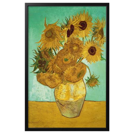 Картина с рамой, 78x118 см, натюрморт Ваза с двенадцатью подсолнухами черный IKEA BJÖRKSTA БЬЁРКСТА 993.849.85