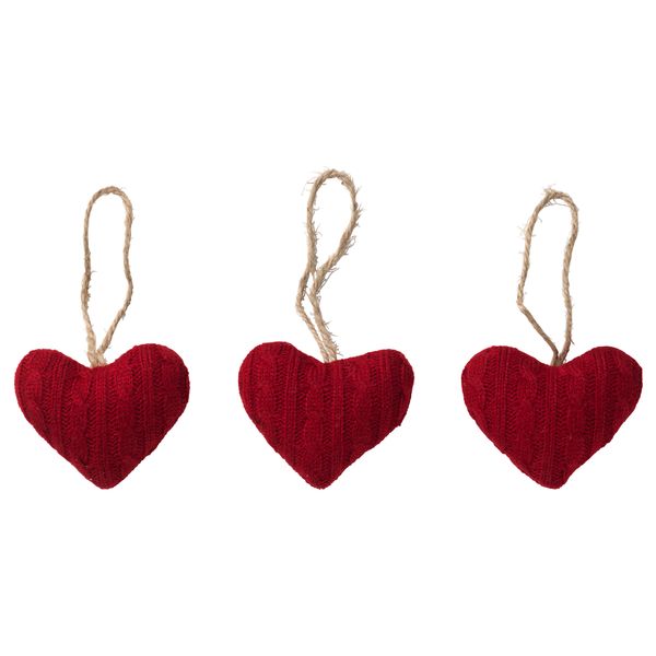 Украшение подвесное ВИНТЕР 2016, сердце, текстиль красный - фото 1