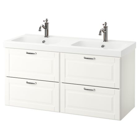 Шкаф для раковины с 4 ящик, 123x49x64 cm IKEA ODENSVIK ОДЕНСВИК, GODMORGON ГОДМОРГОН 992.472.34
