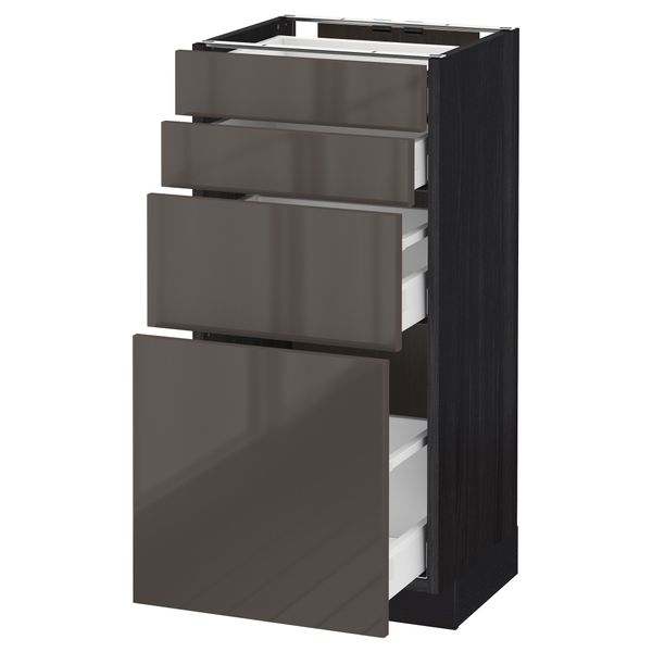 Напольный шкаф 4 фронтальных панели, 4 ящика МЕТОД / МАКСИМЕРА, черный, Рингульт серый - схема-чертеж с размерами