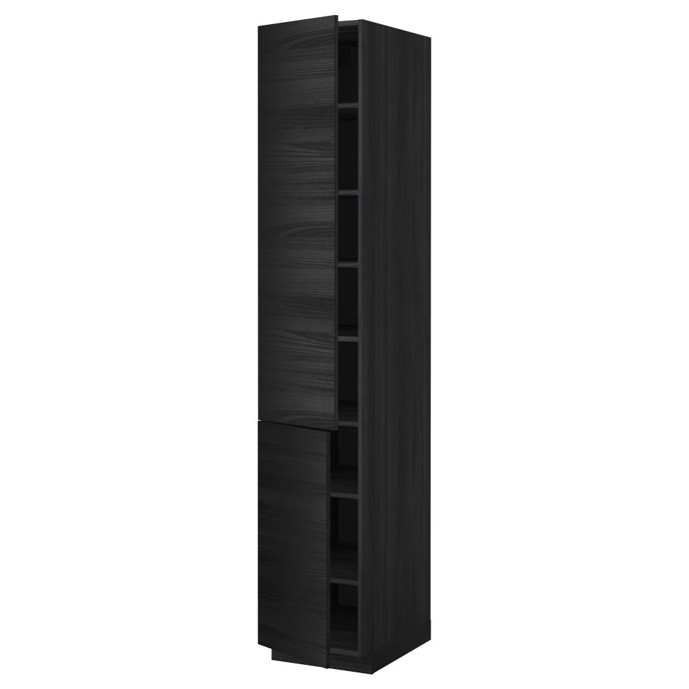 Высокий шкаф с полками, 2 дверцы МЕТОД, черный, Тингсрид черный - схема-чертеж с размерами