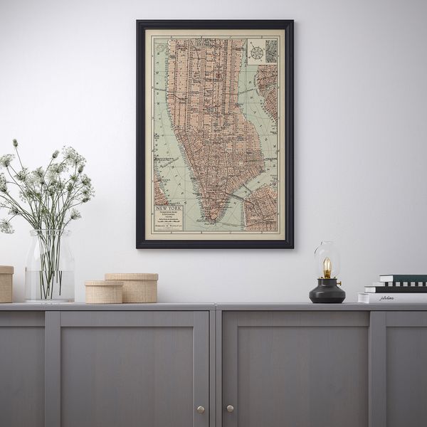 Постер, Карта Манхэттена II, 61x91 см IKEA DRÖMBILD ДРЁМБИЛЬД 304.417.90 - схема-чертеж с размерами