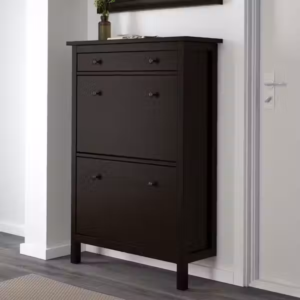 HEMNES Галошница с 2 отделениями - черно-коричневый 89x30x127 см - фото 2