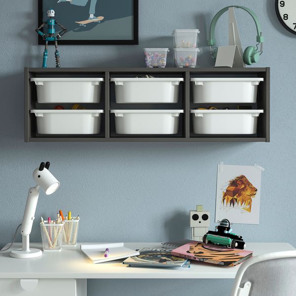Настенный модуль для хранения, серый-белый, 99x21x30 см IKEA TROFAST ТРУФАСТ 795.754.91 - фото 3