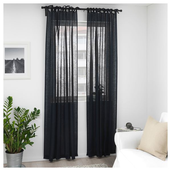 Гардины, 1 пара ЙОФРИД, сине-серый темный (145x300 см) - схема-чертеж с размерами