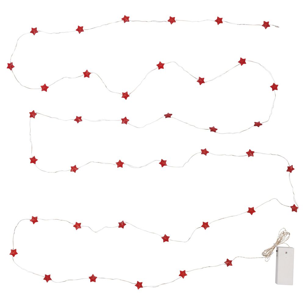 Гирлянда, 40 светодиодов, с батарейным питанием мини, звезда красный IKEA СТРОЛА 304.441.71 - фото 1