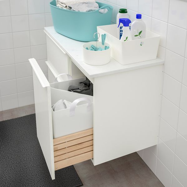 Шкаф под раковину с 3 ящиками, глянцевый белый/под мрамор 102x49x60 см IKEA ГОДМОРГОН / ТОЛКЕН 092.952.67 - схема-чертеж с размерами