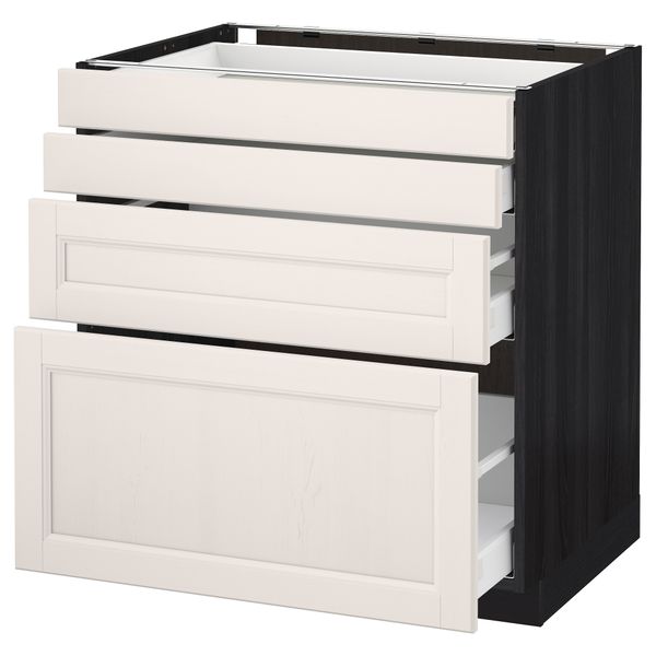 Напольный шкаф 4 фронтальных панели, 4 ящика МЕТОД / МАКСИМЕРА, черный, Лаксарби белый - схема-чертеж с размерами