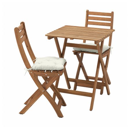 Стол + 2 складных стула для сада IKEA ASKSTOCKHOLM СТОКГОЛЬМMEN АСКХОЛЬМЕН 795.299.51