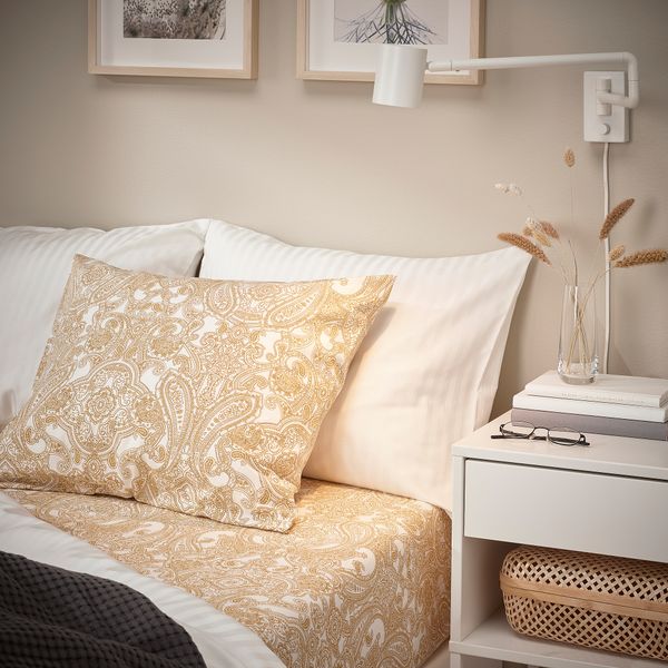 Простыня натяжная, 160x200 см, желтый, белый IKEA JÄTTEVALLMO ЙЭТТЕВАЛЛМО 205.496.92 - фото 3