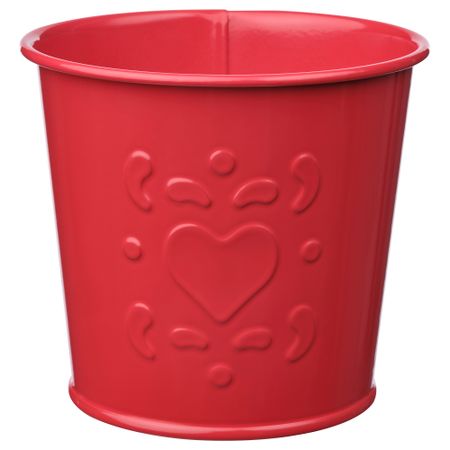 Кашпо, 9 см, орнамент «сердечки» красный IKEA VINTERFINT 905.521.91
