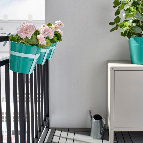 Кашпо с держателем, для дома, улицы бирюзовый 17 см IKEA СОККЕР 304.523.35 - фото 2