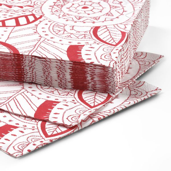 Салфетка бумажная, с рисунком, белый/красный, 33x33 см IKEA ВИНТЕРФЕСТ 304.328.23 - фото 3