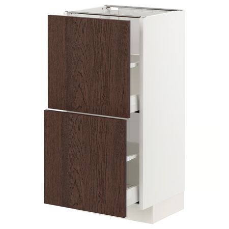 METOD / MAXIMERA Напольный шкаф с 2 ящиками - белый/Sinarp коричневый 40x37 см