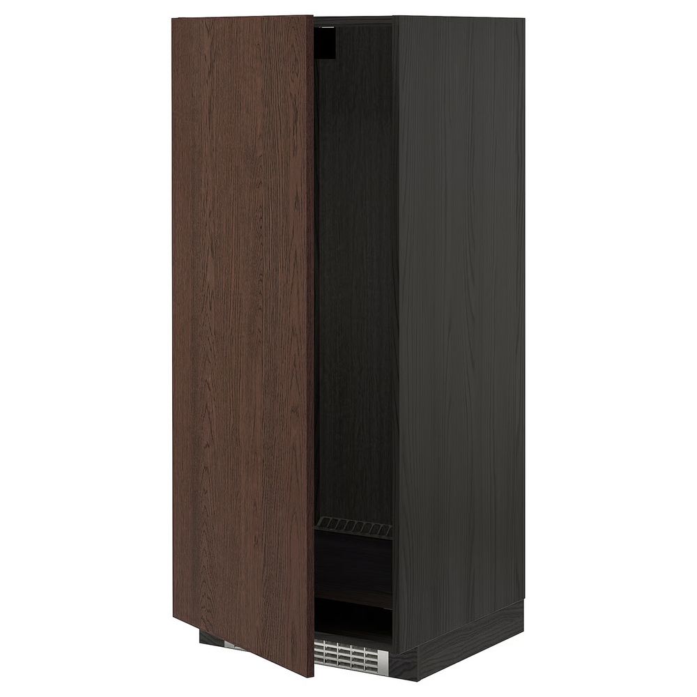 METOD Высокий шкаф д/холодильн/морозильн - чёрный/Sinarp коричневый 60x60x140 см - фото 1