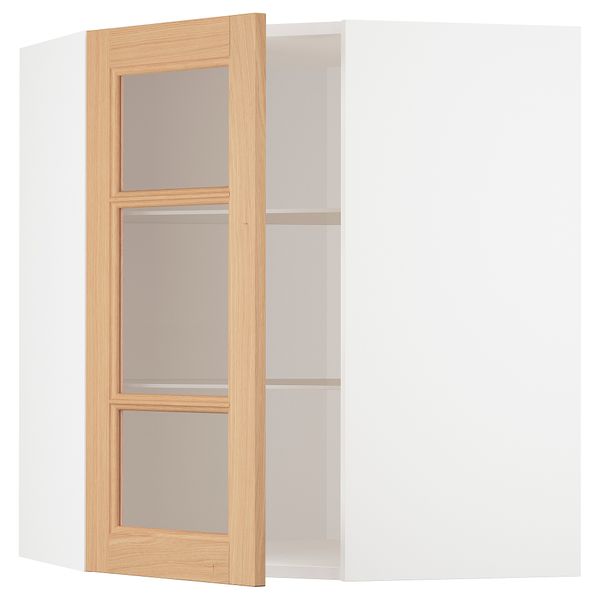 Угловой Навесной шкаф с полками, стекляными дверцы, 68x80 см, белый IKEA METOD МЕТОД 194.381.43 - фото 2