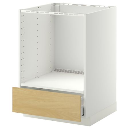 Напольный шкаф для духовки, с ящиком МЕТОД / МАКСИМЕРА, белый, Тингсрид береза (60x60 см)