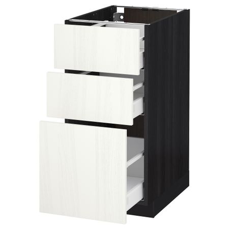 Напольный шкаф с 3 ящиками МЕТОД / МАКСИМЕРА, черный, Росдаль белый