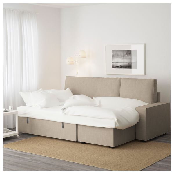Диван-кровать с козеткой ВИЛАСУНД, Хилларед бежевый - фото 4