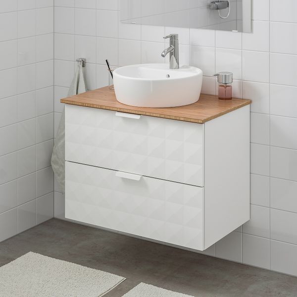 Шкаф п-раковину/столешн45/раковина, Решён белый, бамбук ДАЛЬШЕР смеситель 82x49x74 см IKEA ГОДМОРГОН/ТОЛКЕН / ТОРНВИКЕН - фото 2