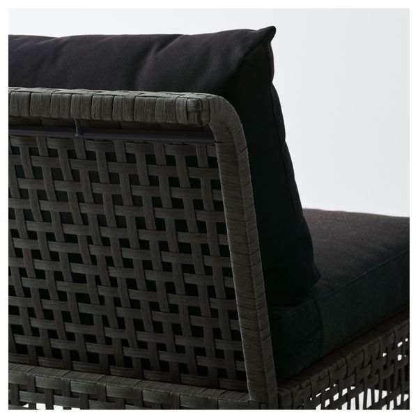 4-местный диван, садовый КУНГСХОЛЬМЕН / КУНГСЭ, черно-коричневый (142/222x80x73 см) - схема-чертеж с размерами