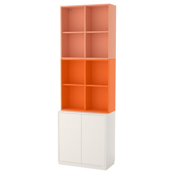 Комбинация шкафов с цоколем ЭКЕТ, белый/оранжевый, светло-оранжевый (70x35x213 см) - фото 1