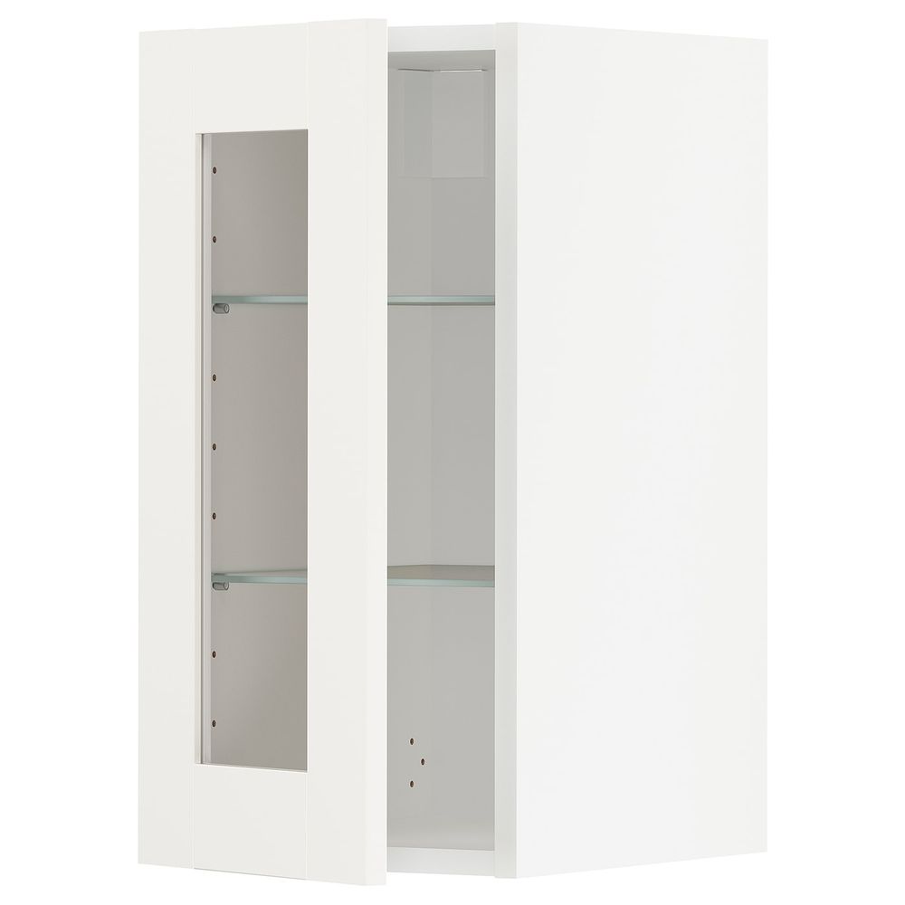 Навесной шкаф с полками, стекляными дв, белый/Сэведаль белый 30x60 см IKEA METOD МЕТОД 793.004.54 - фото 1