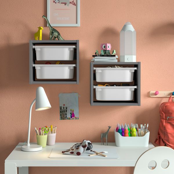 Настенный модуль для хранения, серый-белый, 34x21x30 см IKEA TROFAST ТРУФАСТ 495.160.97 - фото 3