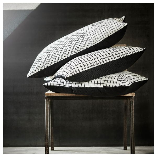 Чехол на подушку, ручная работа белый, черный 40x65 см IKEA ХАНТВЕРК 704.499.54 - фото 6