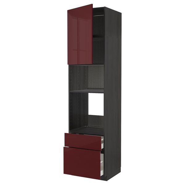 Высокий шкаф для духовки, СВЧ, дверца, 2 ящика, 60x60x240 cm IKEA METOD МЕТОД, MAXIMERA МАКСИМЕРА 194.688.56 - фото 1