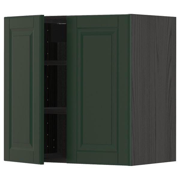 Навесной шкаф с полками/2дверцы, черный/Будбин темно-зеленый 60x60 см IKEA МЕТОД 293.132.51 - схема-чертеж с размерами