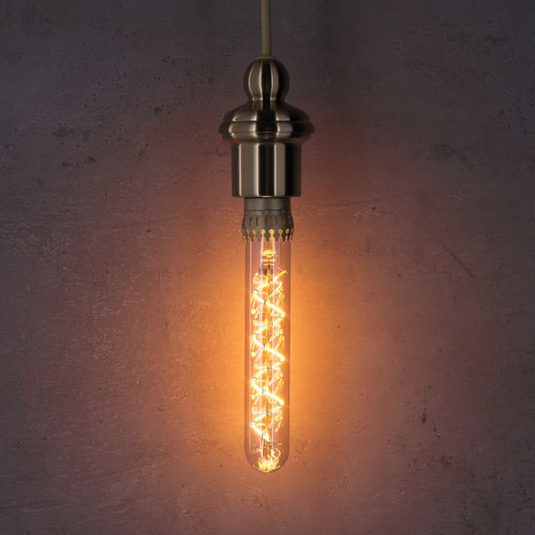 Светодиод E27 140 лм, регулируемая яркость/в форме трубки коричневый, прозрачное стекло 34 мм IKEA ROLLSBO РОЛЛЬСБУ 704.163.45 - фото 1