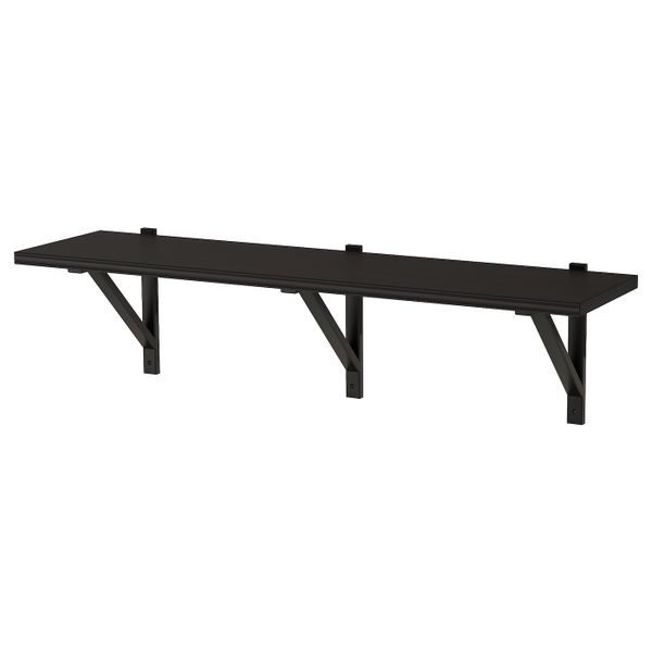 Полка навесная, коричнево-чёрный, черный, 120x32 см IKEA БЕРГСХУЛЬТ / ЭКБИ ВАЛЬТЕР 392.906.59 - фото 1