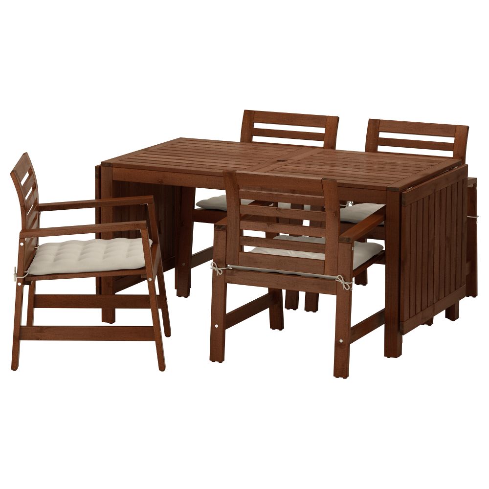 Стол + 4 кресла, для сада ЭПЛАРО, коричневая морилка, Холло бежевый - фото 1