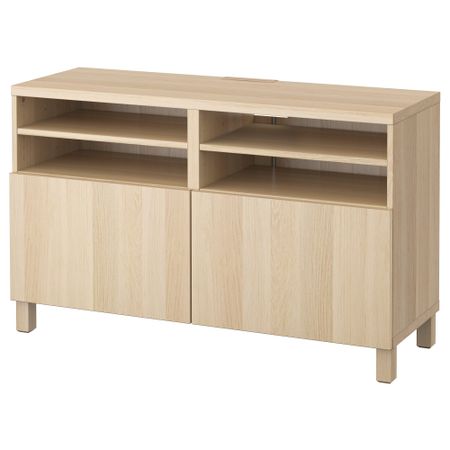 Тумба под ТВ, с дверцами БЕСТО, Лаппвикен под беленый дуб (120x40x74 см)