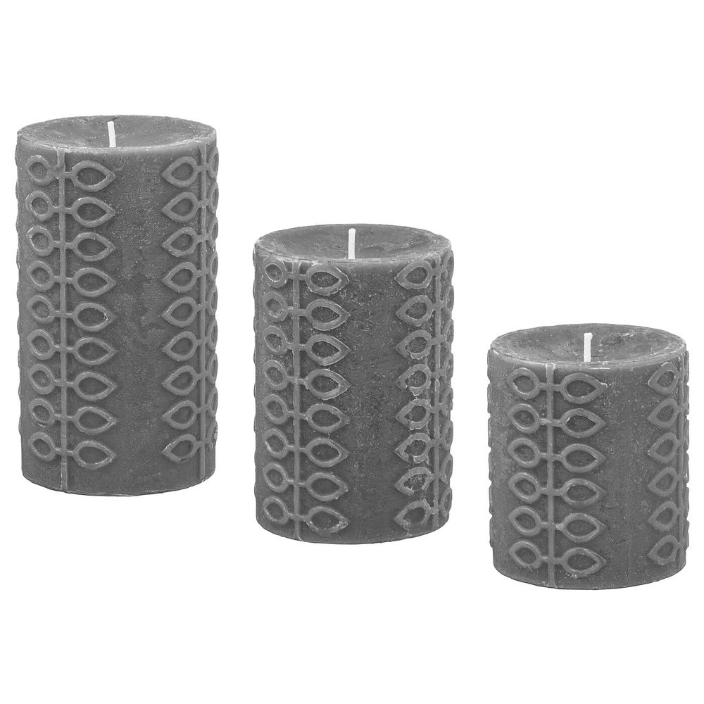 Формовая свеча, ароматическая, 3 шт, Цветущий бергамот, серый IKEA НЬЮТНИНГ 703.505.18 - фото 1