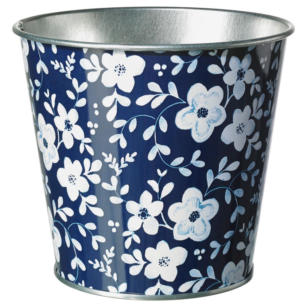 Кашпо МУСКОТНЁТ, синий с рисунком (12 см) - фото 1