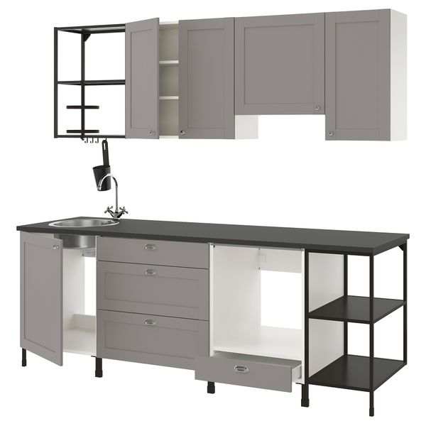 Кухня, 243x63.5x222 см, антрацит/серый каркас IKEA ENHET 293.381.19 - фото 2