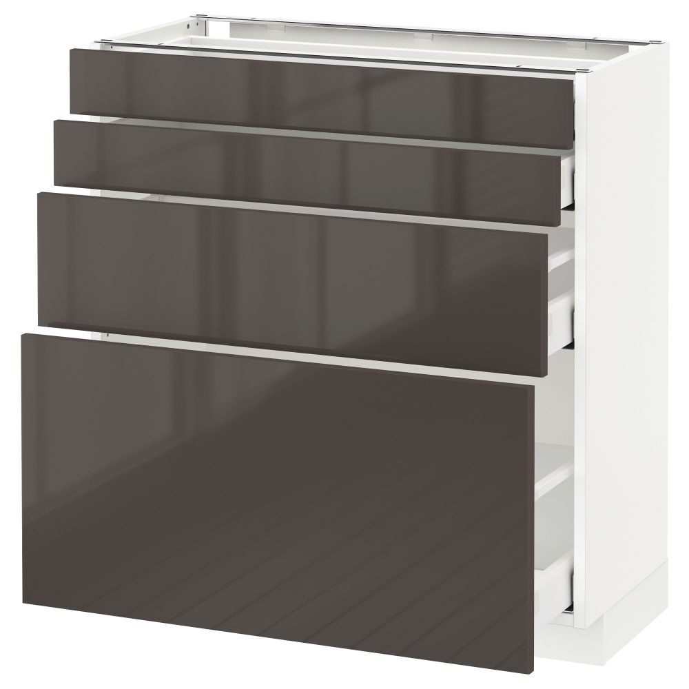 Напольный шкаф 4 фронтальных панели, 4 ящика МЕТОД / МАКСИМЕРА, белый, Рингульт серый - схема-чертеж с размерами