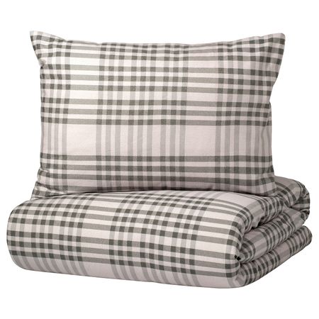 Пододеяльник и наволочка, розовый/серый клетка 150x200/50x70 см IKEA SILESHÅR СИЛЕСХОР 805.314.01