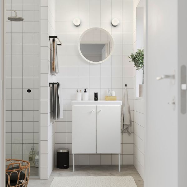 Шкаф под раковину с 2 дверец, белый/Сальен смеситель 64x43x88 см IKEA FISKÅN ФИСКОН / TVÄLLEN ТВЭЛЛЕН 094.304.68 - фото 2