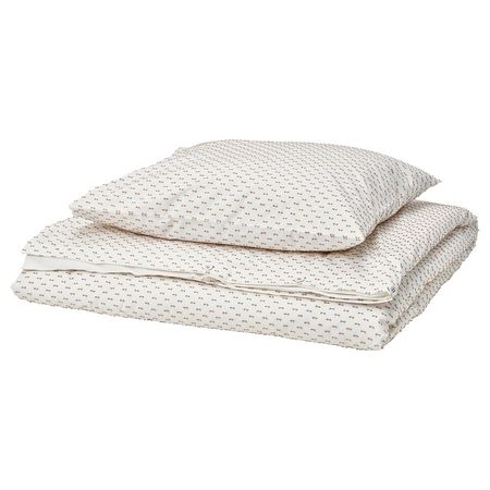 BANDKNIPPE Пододеяльник и наволочка - белый/бежевый 150x200/50x60 см