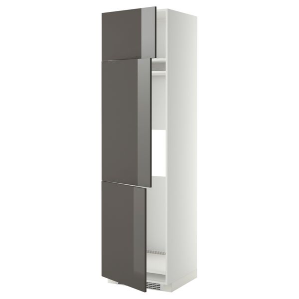 Высокий шкаф для холодильника или морозильника, с 3 дверями МЕТОД, белый, Рингульт серый - схема-чертеж с размерами