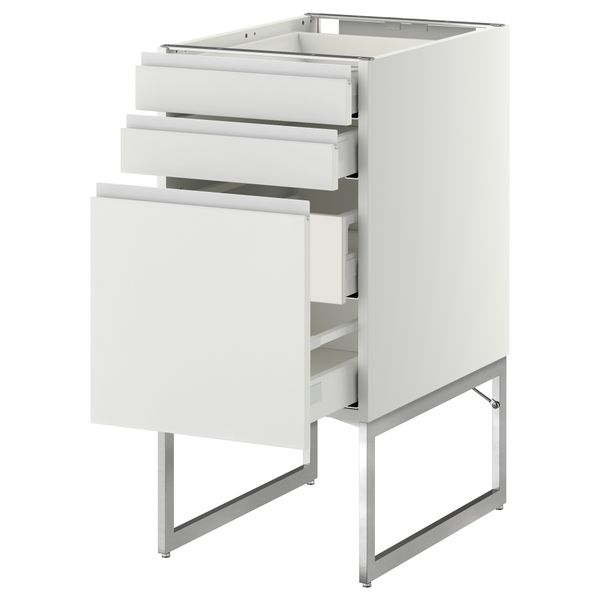 Напольный шкаф 3 фронтальных панели, 2 нижних, 2 средних ящика МЕТОД / МАКСИМЕРА, белый, Нодста белый - схема-чертеж с размерами