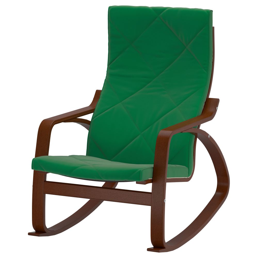 Кресло-качалка ПОЭНГ, классический коричневый, Сандбакка зеленый - фото 1