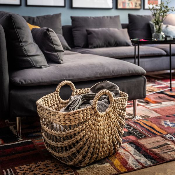 Корзина, естественный водный гиацинт/водоросли 33x46x37 см IKEA LUSTIGKURRE ЛУСТИГКЮРРЕ 504.574.26 - фото 2